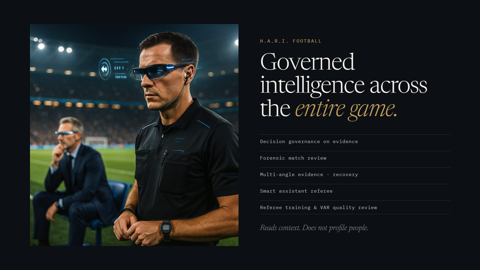 H.A.R.I. Football — governed intelligence across the entire game